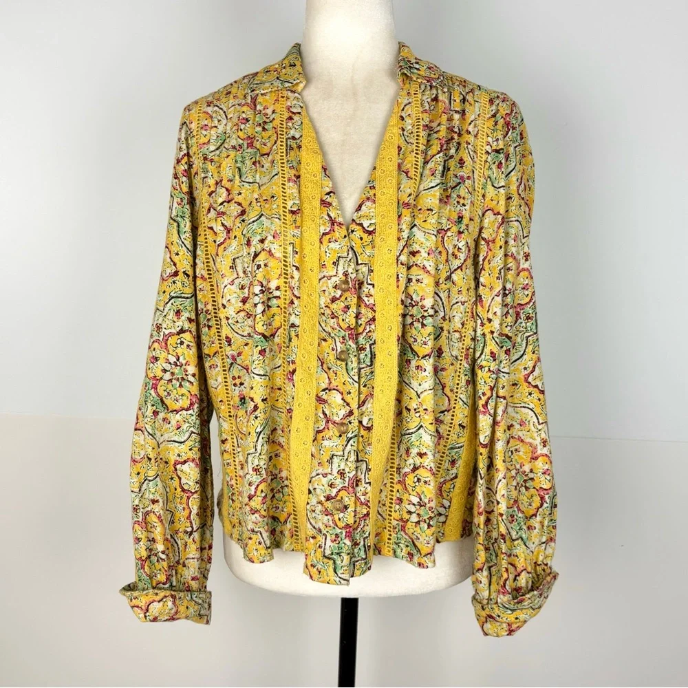 Pilcro yellow Pintuck Peasant blouse - Picture 3 of 10